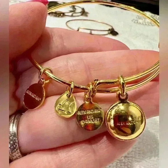 ALEX AND ANI September Birth Month Charm Bangle In Shiny Gold - Picture 4 of 4